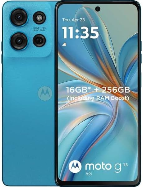 MOTOROLA G75 5G | Dual SIM (pSIM + eSIM) | 8GB RAM + 256GB Storage | 6.78" 120Hz Display | 50MP OIS Camera | 5000mAh Battery (Charcoal Grey)
