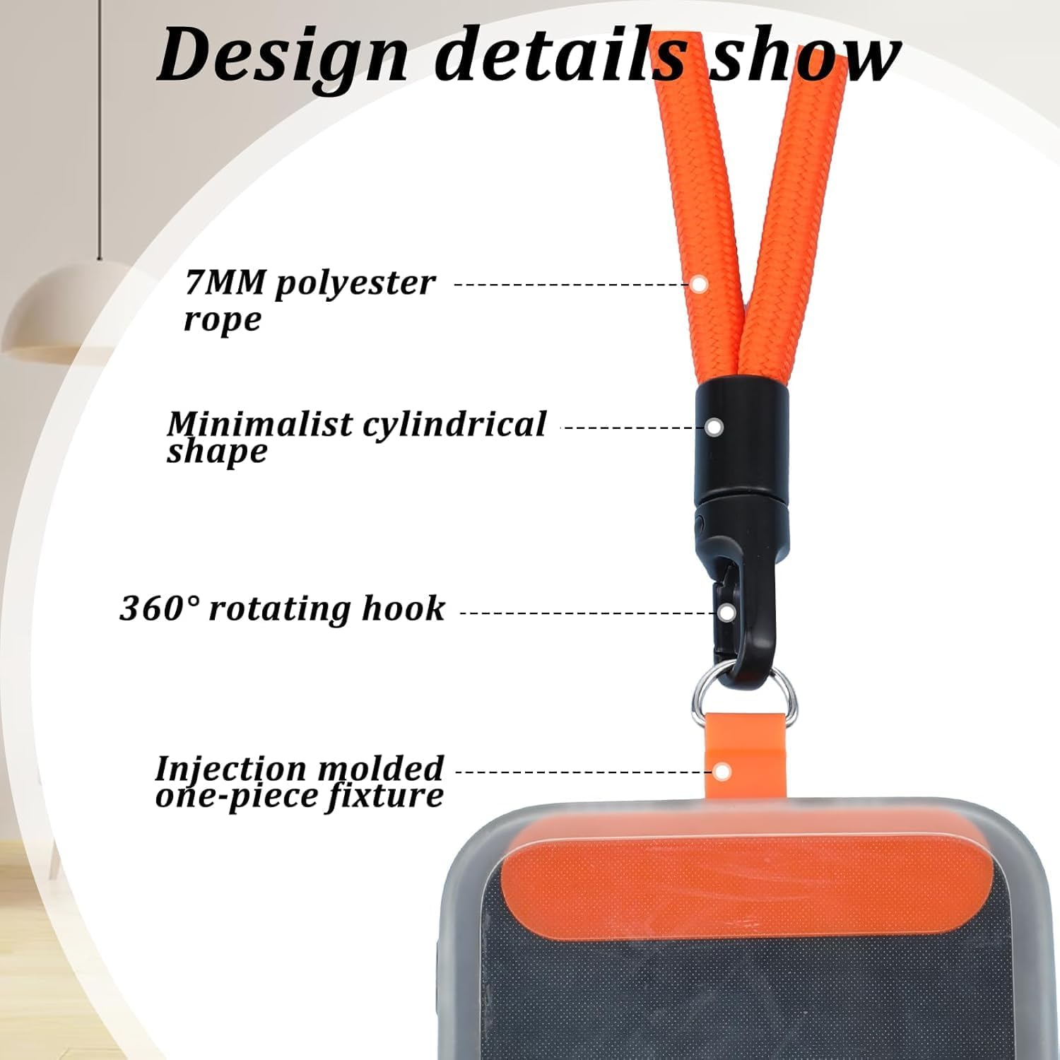 2-Pack Phone Lanyard Wrist Strap, Azonee Compatible Cell Phone Hand Strap, Adjustable Wristlet Holder for Phone Case, Key, Camera, USB Flash Drive, ID Badge (Black + Orange)
