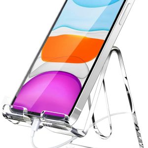 Crpich Acrylic Cell Phone Stand, Portable Phone Holder, Clear Phhone Stand for Desk