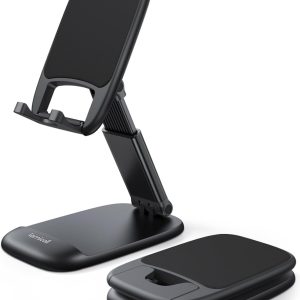 Lamicall Foldable Phone Stand for Desk - Height Adjustable Cell Phone Holder Portable Cellphone