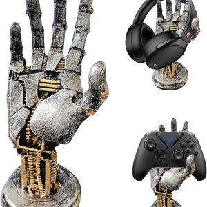 Cyberpunk Headphone Stand and Controller Holder: Premium Gaming Accessories with Robot Arm Design