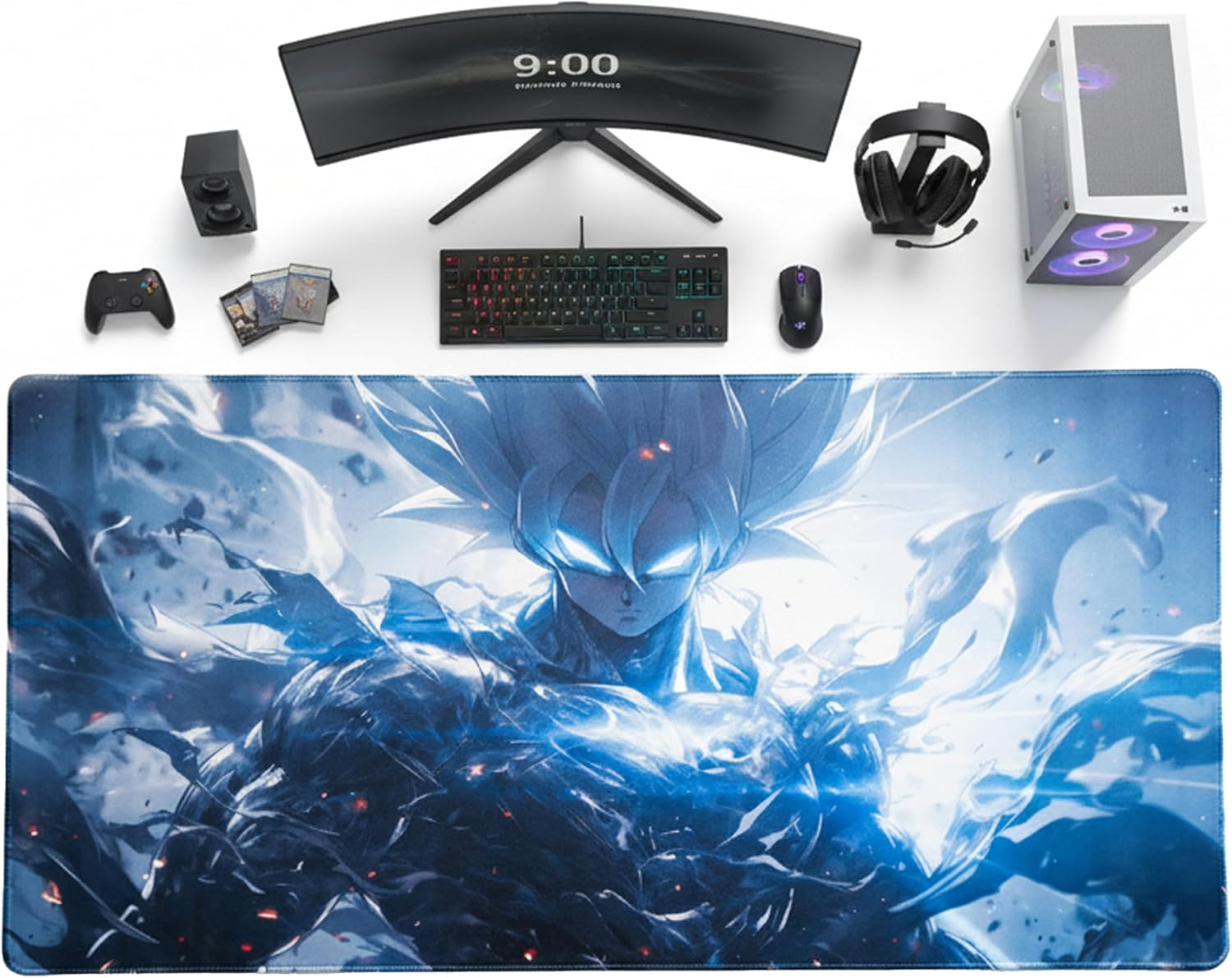 DeskVibe Mouse Pad, 1000mmx500mmx3mm XXXL Gaming Mouse Pad with Ultra-Smooth Surface, Computer Desk Mat for MacBook, PC, Laptop (Wrath of the Dragon – Samurai Inferno)