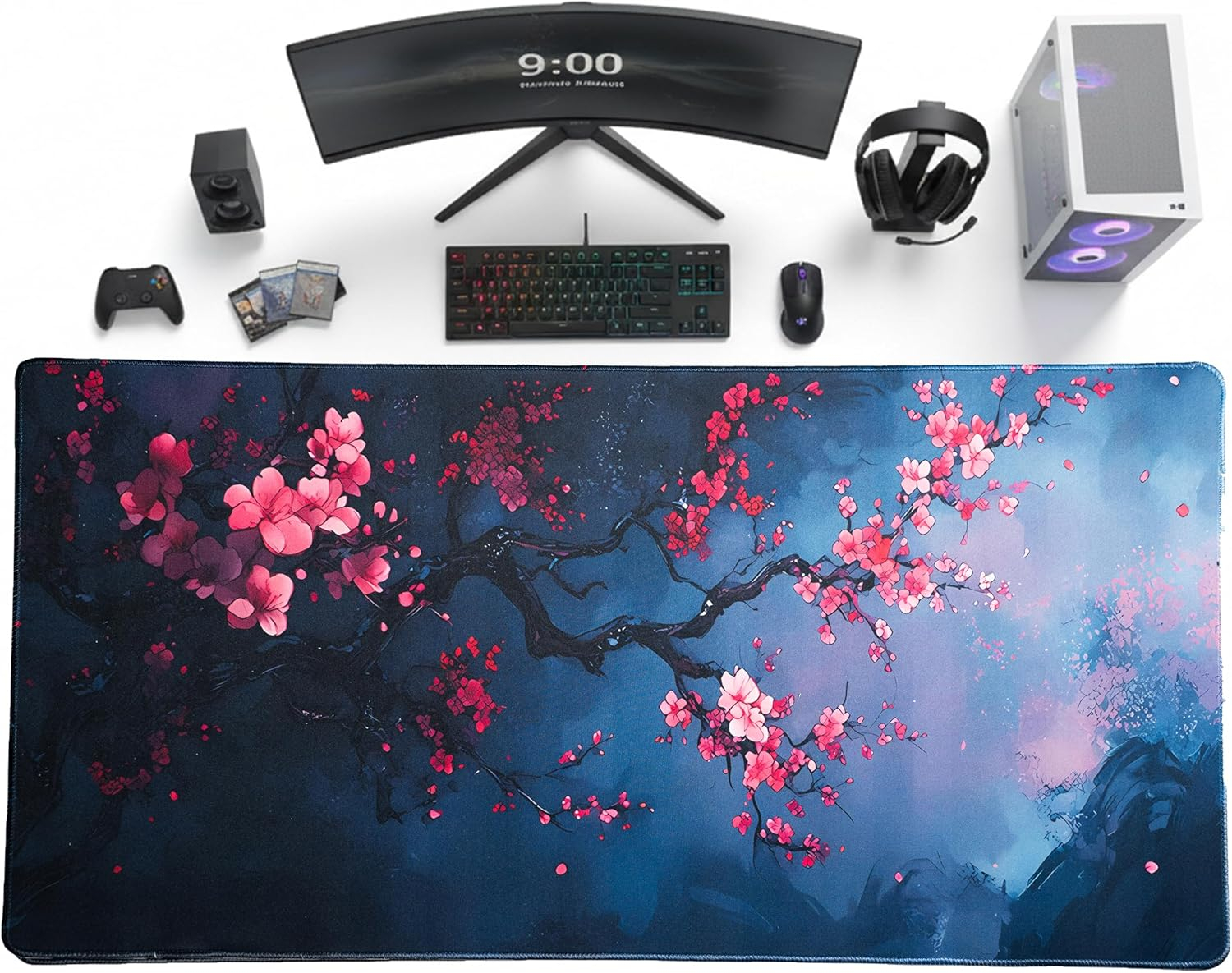 DeskVibe Mouse Pad, 1000mmx500mmx3mm XXXL Gaming Mouse Pad with Ultra-Smooth Surface, Computer Desk Mat for MacBook, PC, Laptop (Wrath of the Dragon – Samurai Inferno)