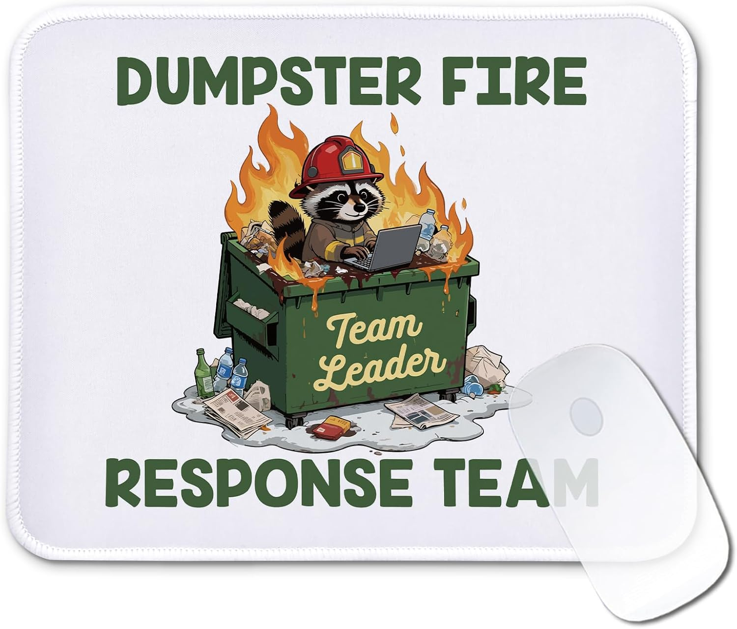 Funny Dumpster Fire Raccoon Mouse Pad Gifts - Dumpster Fire Response Team - Non-Slip Mousepad