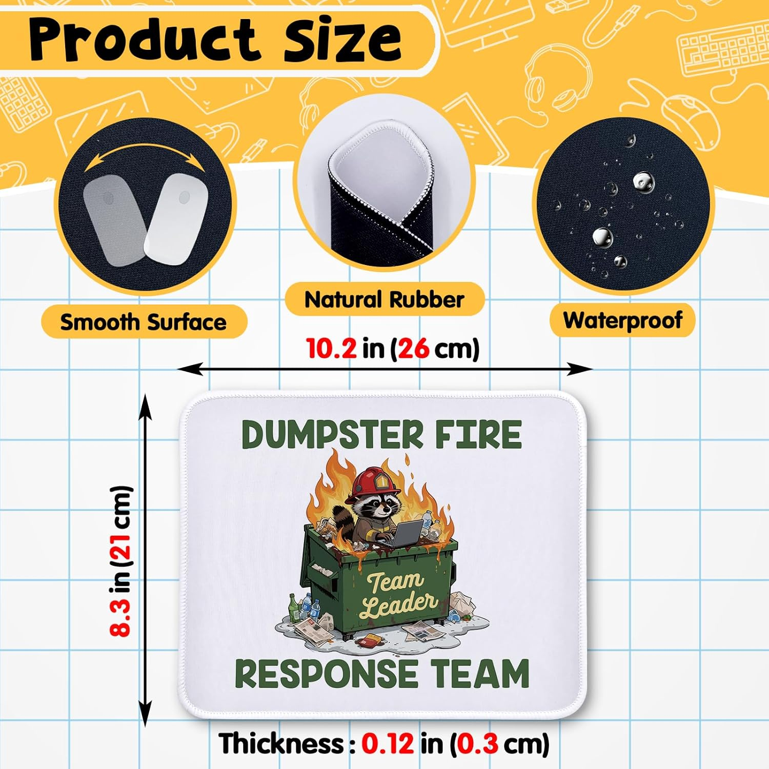 Funny Dumpster Fire Raccoon Mouse Pad Gifts - Dumpster Fire Response Team - Non-Slip Mousepad