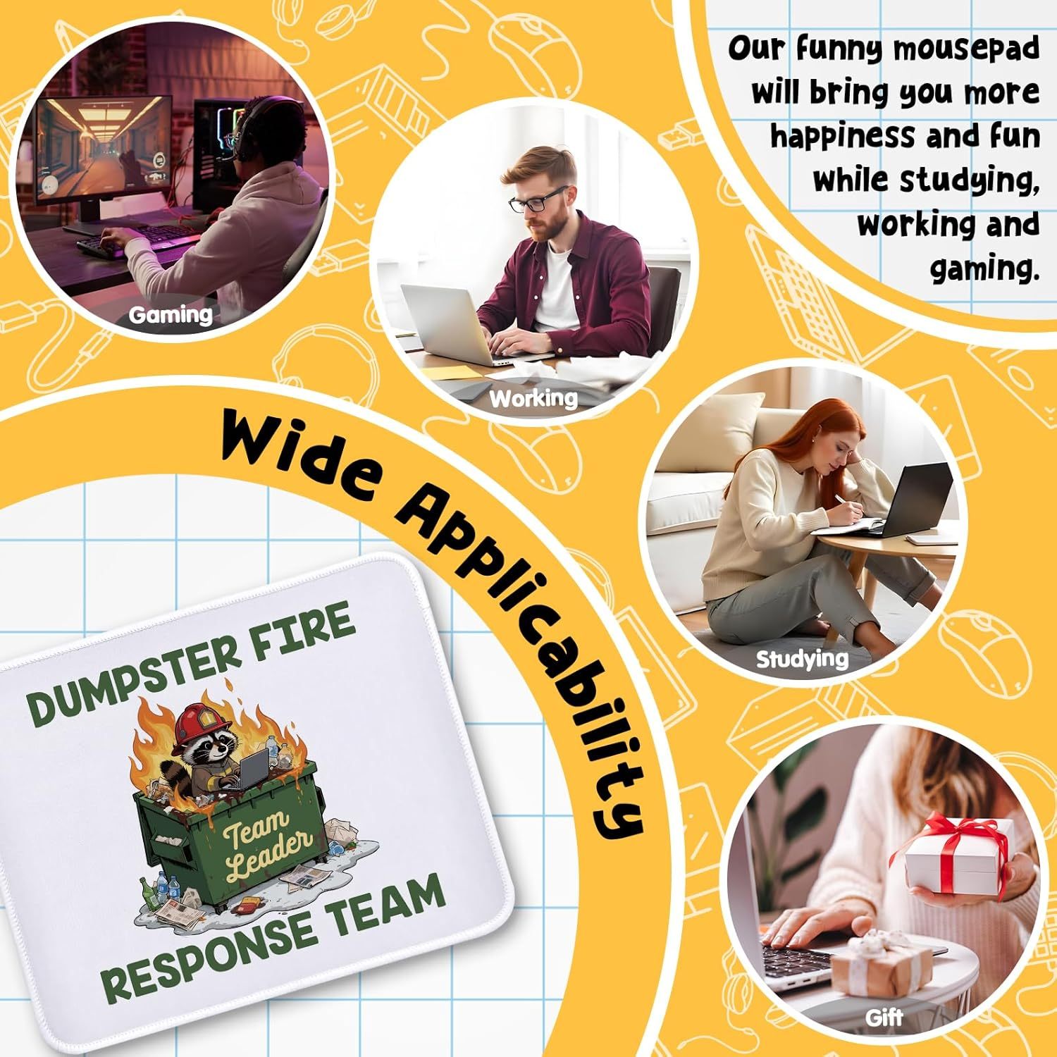 Funny Dumpster Fire Raccoon Mouse Pad Gifts - Dumpster Fire Response Team - Non-Slip Mousepad