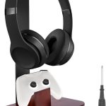 Headphone Stand with Controller Holder Wooden Gaming Headset Stand Desk Accessories
